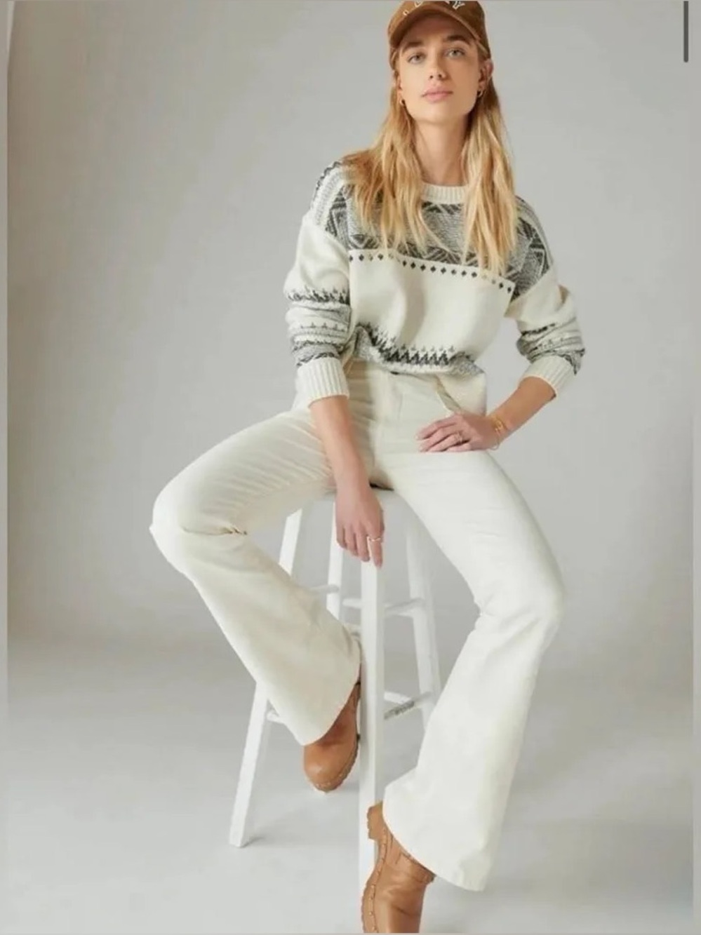 Lucky Brand Stevie High Rise White / Cream Corduroys 30